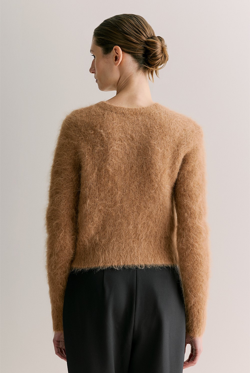 Alpaca Blend Cropped Crew Cardigan