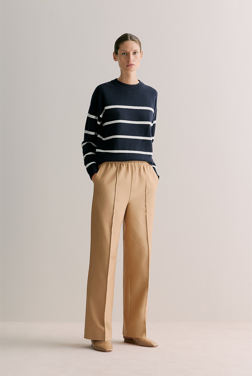 Ponte Pintuck Detail Straight Leg Pant