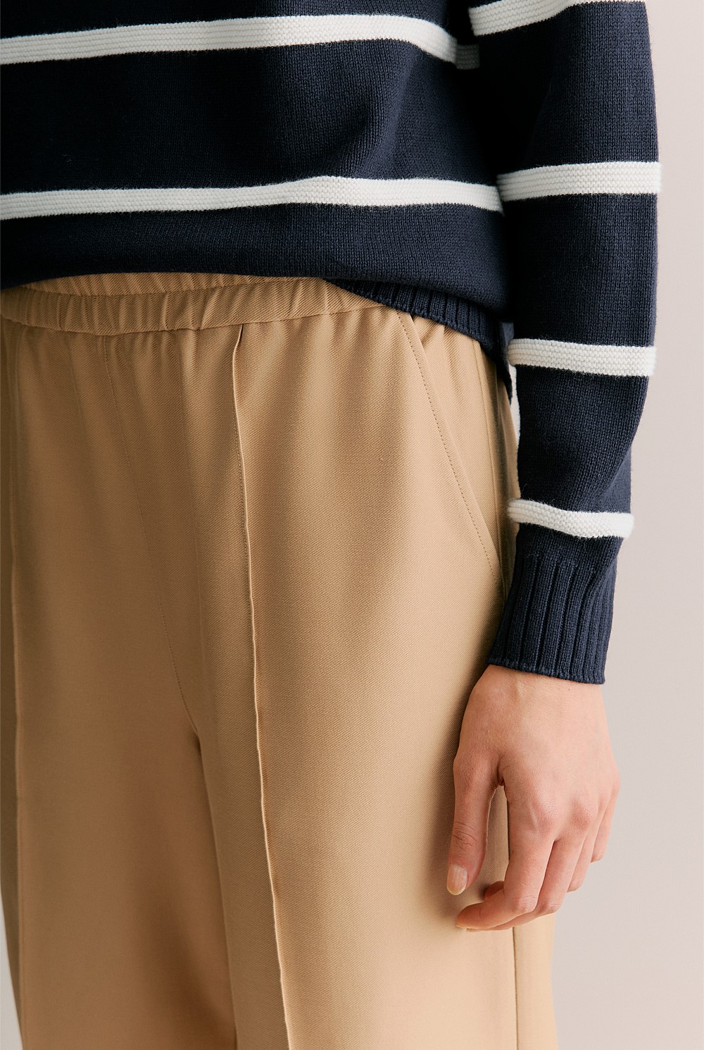 Ponte Pintuck Detail Straight Leg Pant