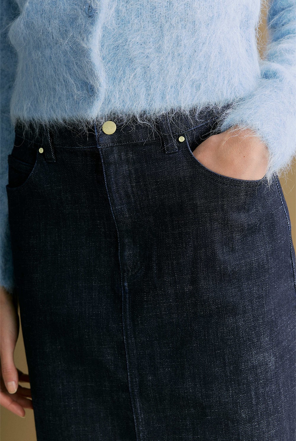 Australian Cotton Blend Longline Denim Skirt