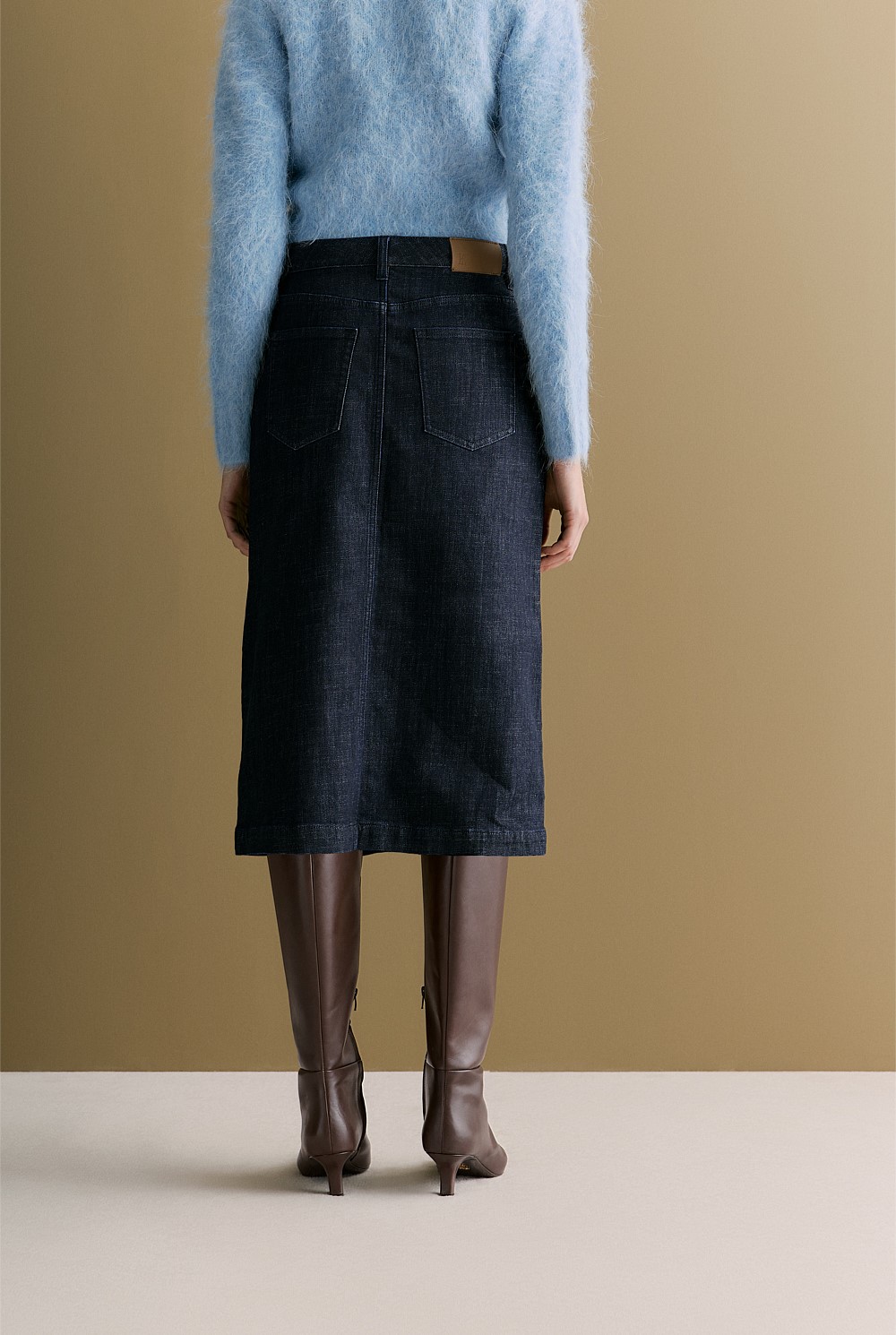 Australian Cotton Blend Longline Denim Skirt
