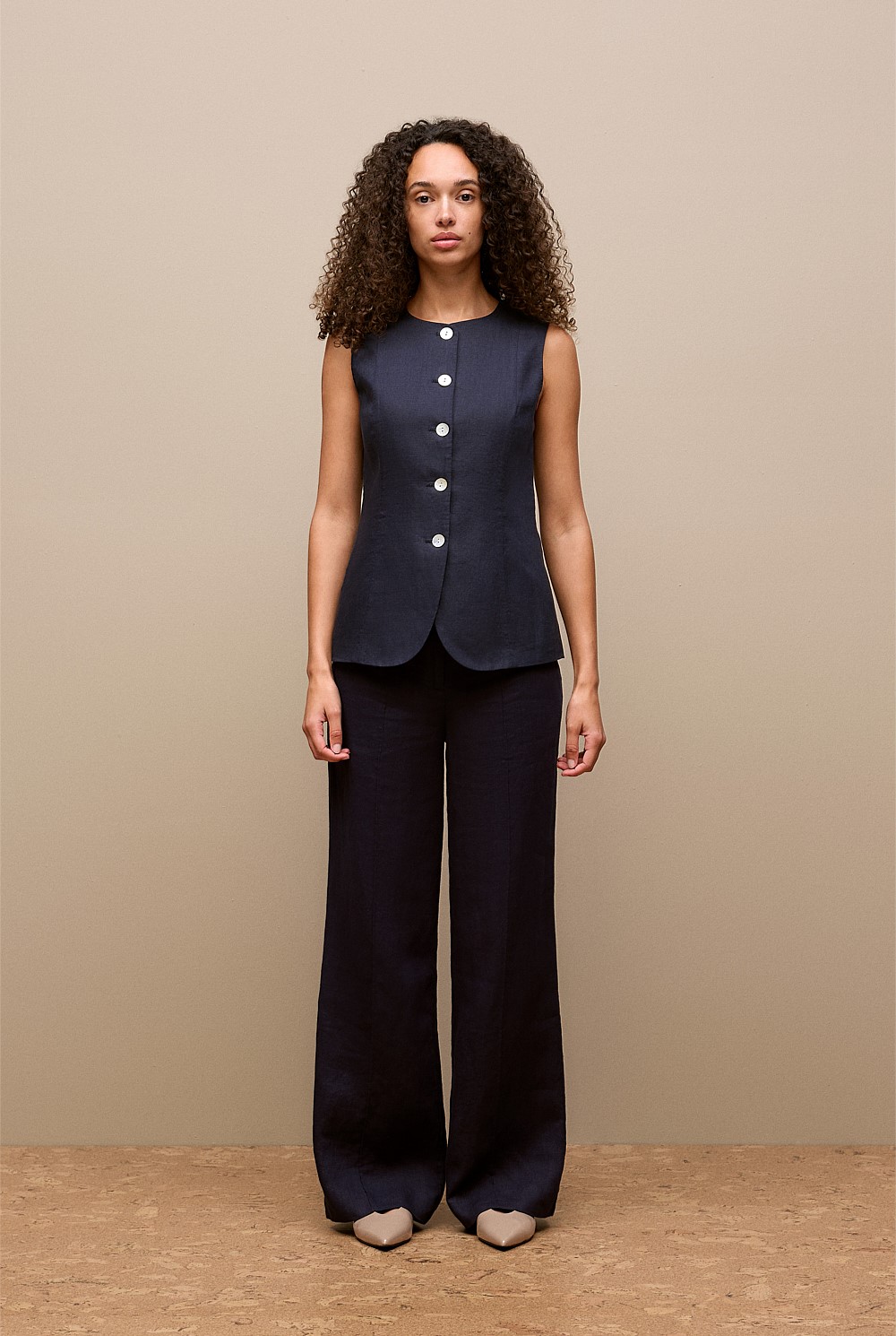 Linen Button Through Vest