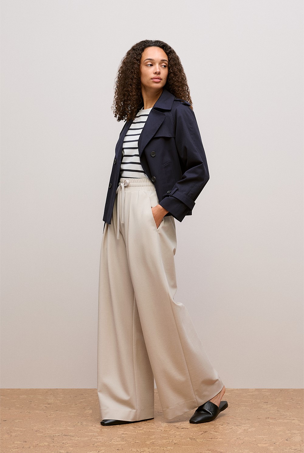 Modal Cotton Stripe Boxy Crew T-shirt
