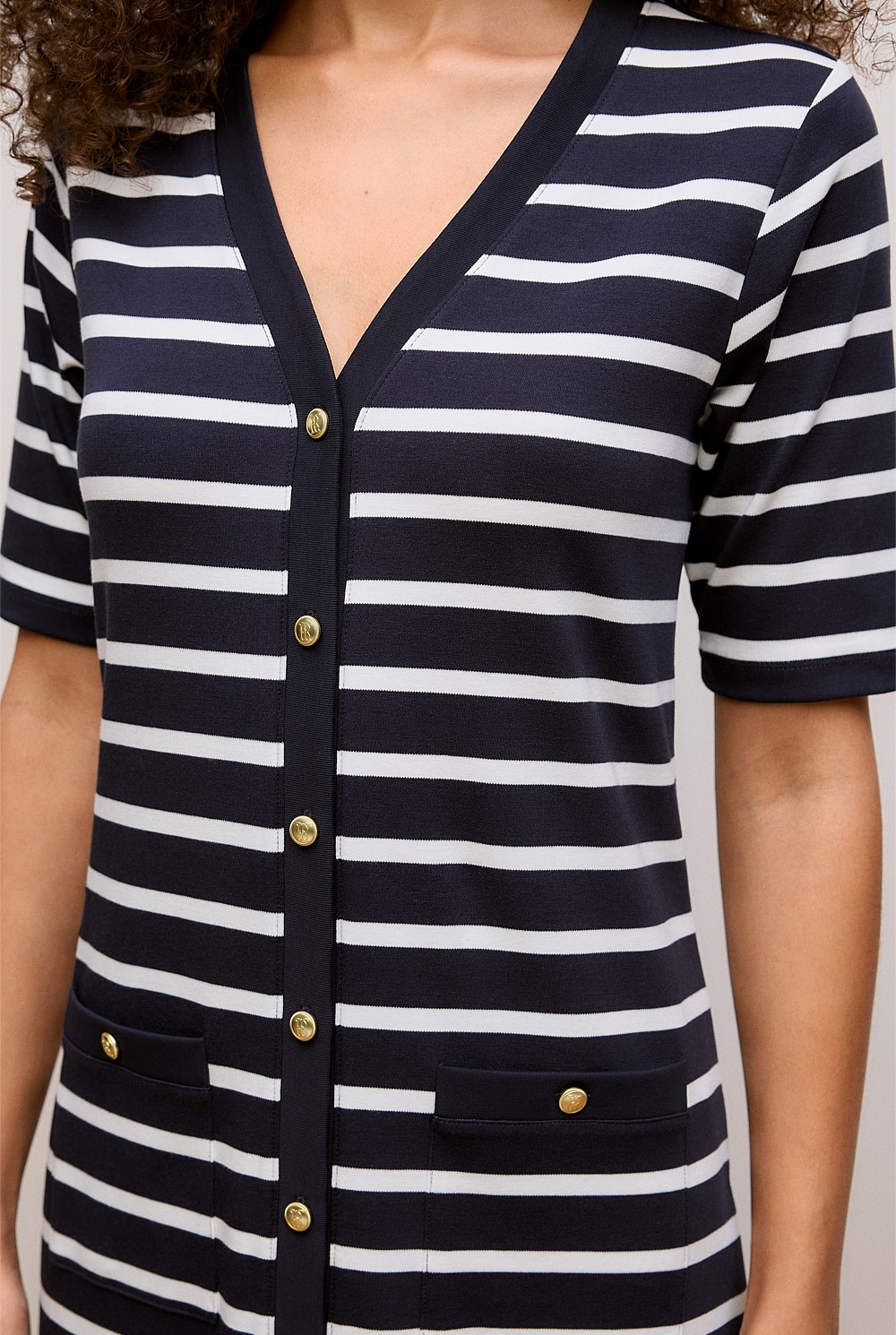 Stripe Button Through Dress