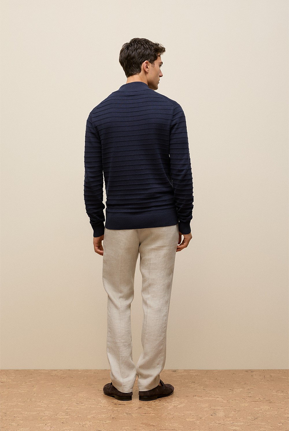 Cotton Silk Half Zip Knit