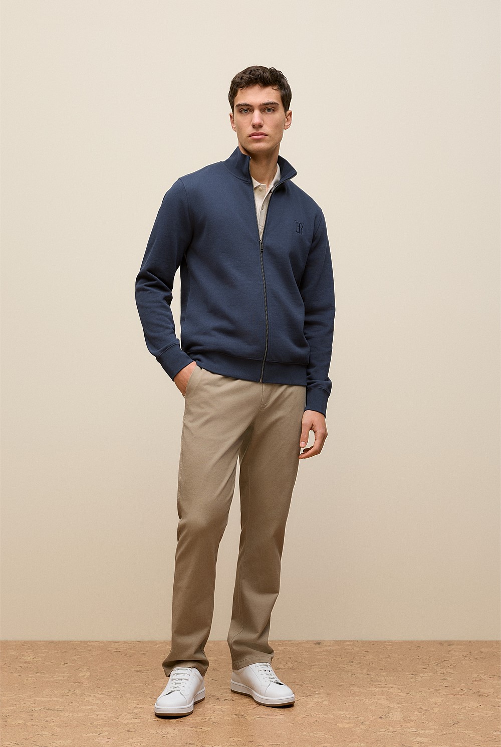 Cotton Zip Through Monogram Sweat