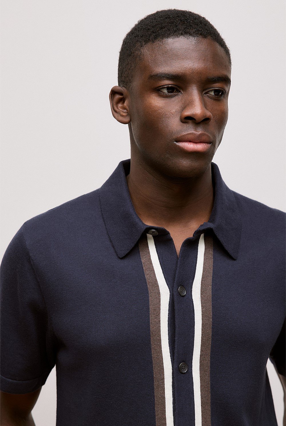 Cotton Silk Graphic Knit Shirt
