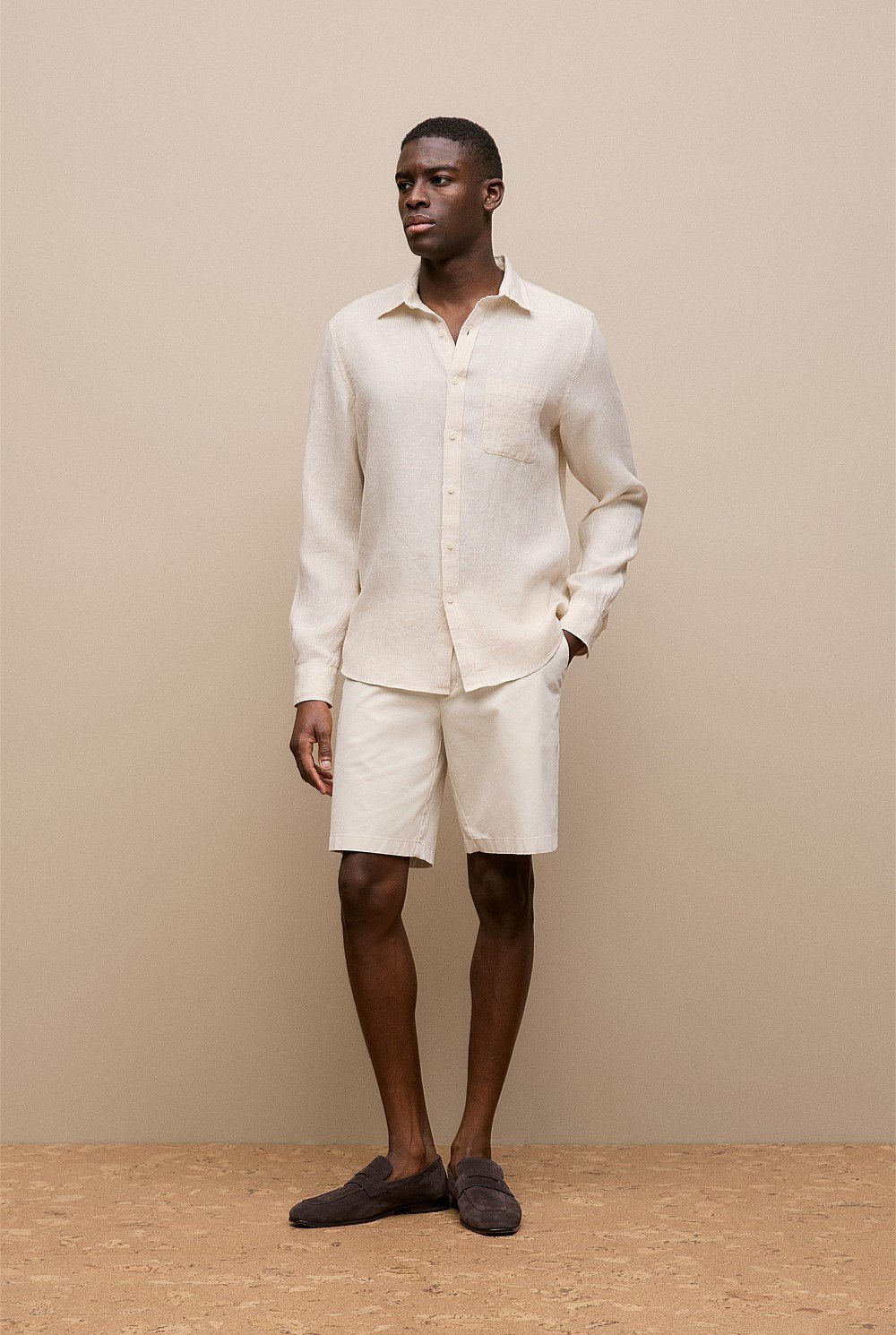 Regular Fit Linen Fine Stripe Shirt