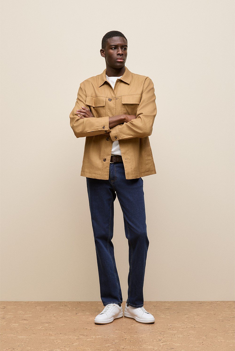 Linen Cotton Herringbone Chore Jacket