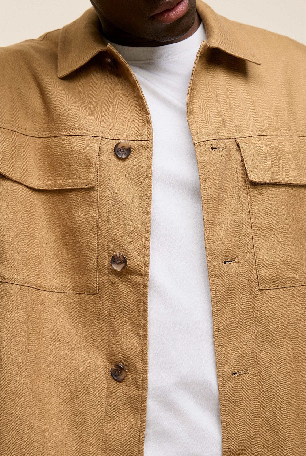 Linen Cotton Herringbone Chore Jacket