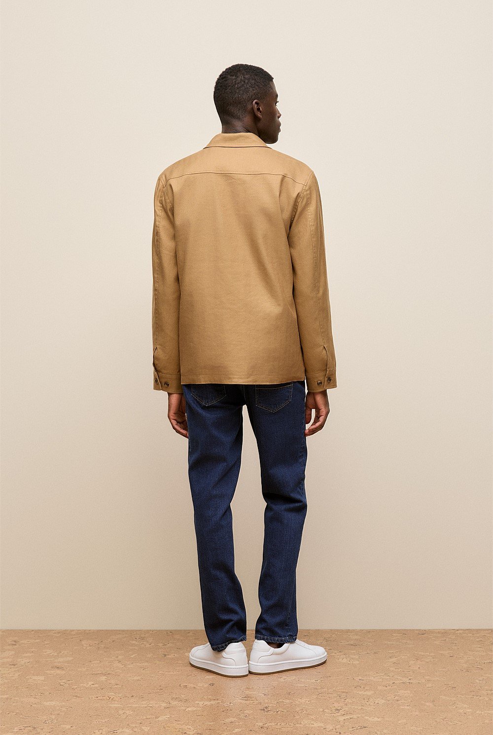 Linen Cotton Herringbone Chore Jacket