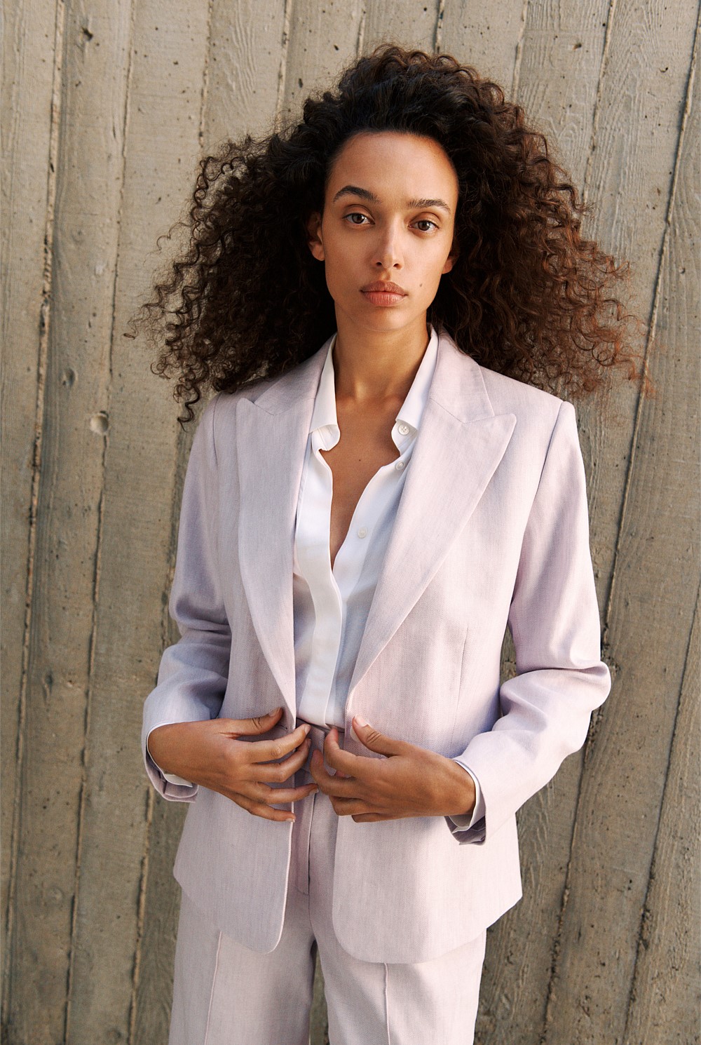 Linen Cotton Herringbone Blazer