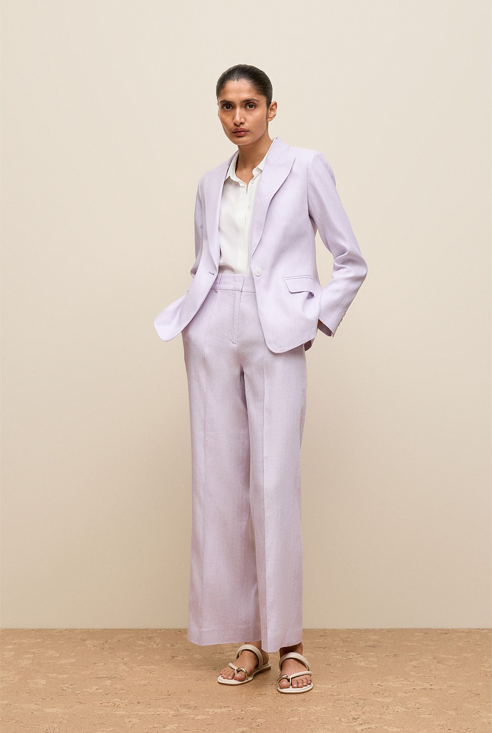 Linen Cotton Herringbone Blazer