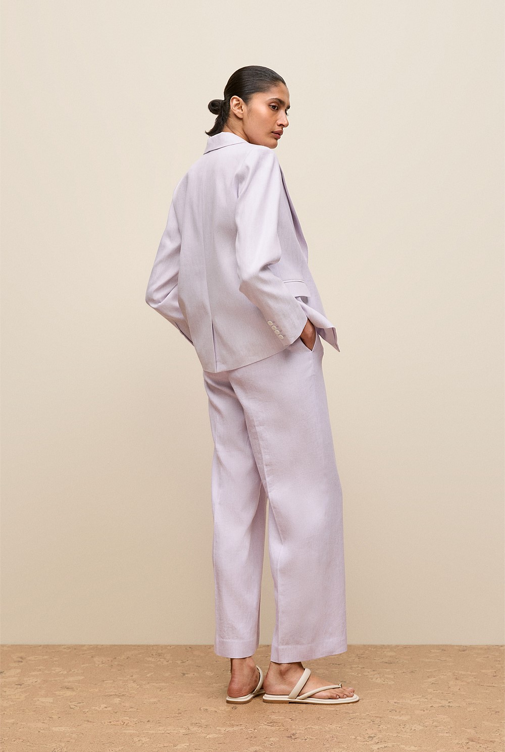 Linen Cotton Herringbone Blazer
