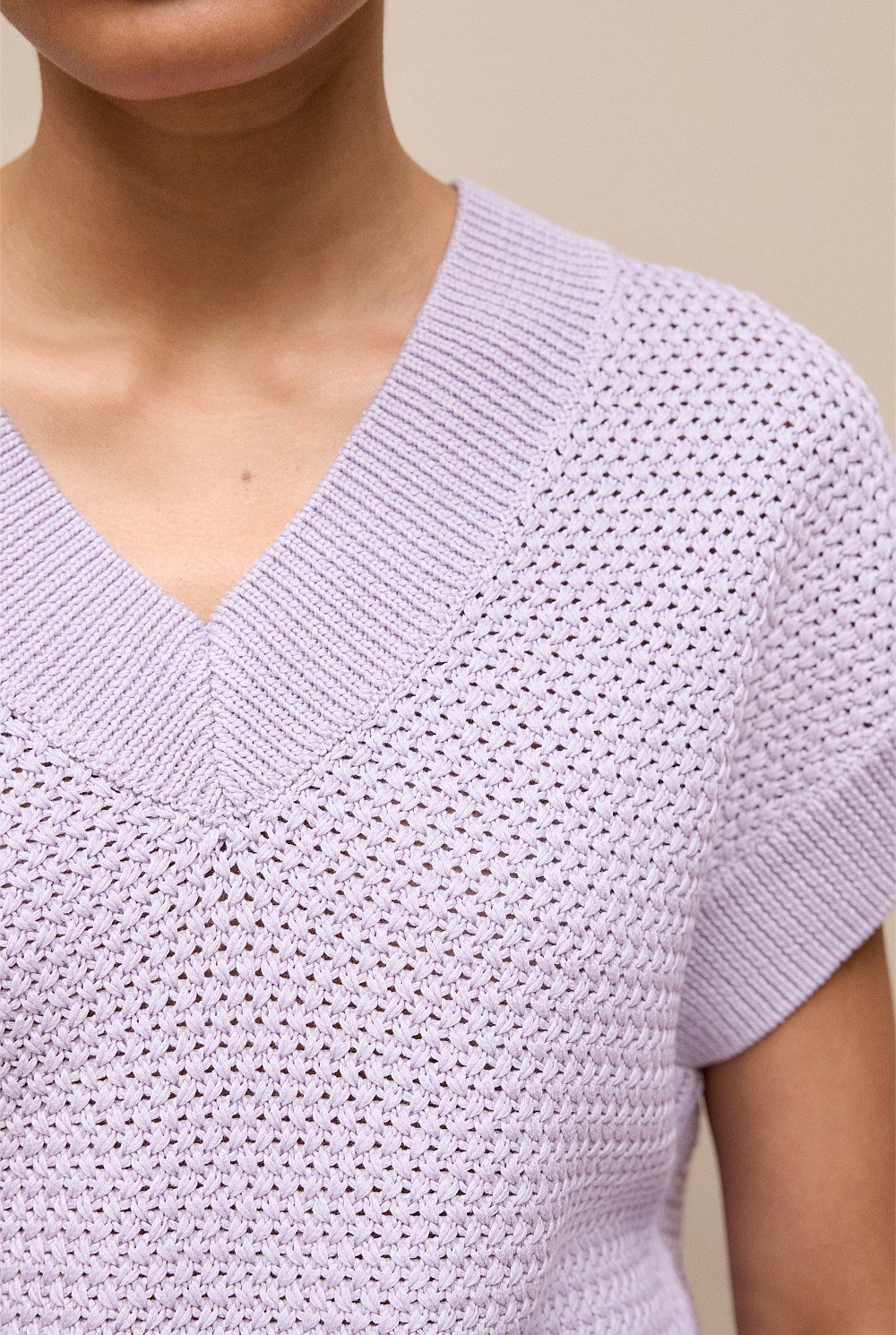 Mercerised Cotton Basketweave Knit Vest