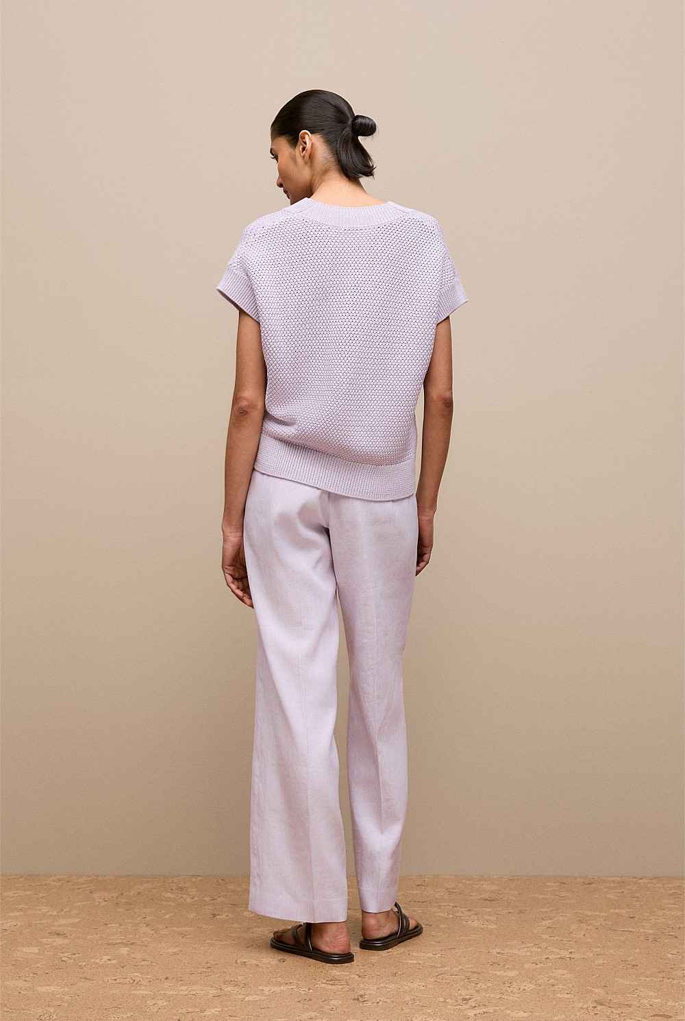 Mercerised Cotton Basketweave Knit Vest