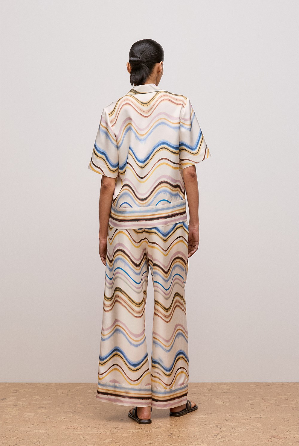 Wave Stripe Silk Camp Shirt