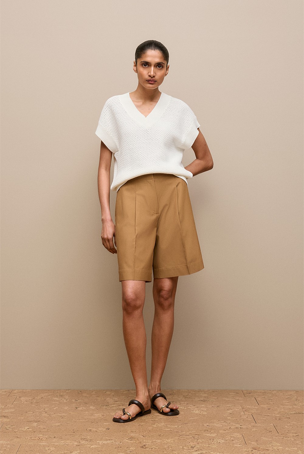Mercerised Cotton Basketweave Knit Vest