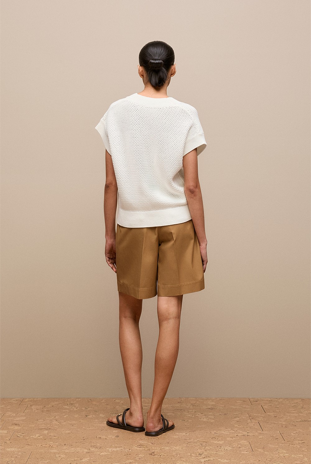 Mercerised Cotton Basketweave Knit Vest