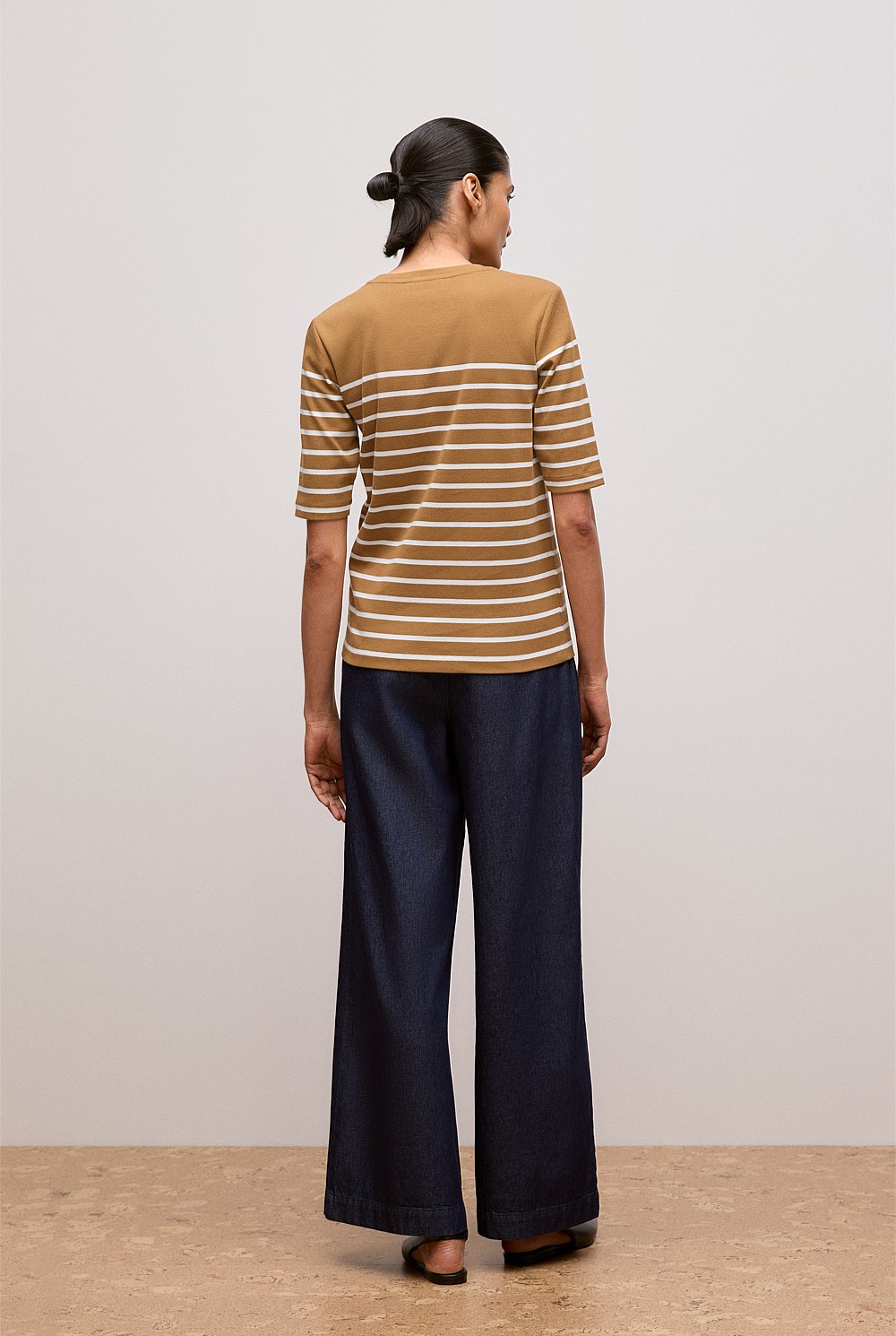 Cotton Stripe Half Sleeve T-shirt