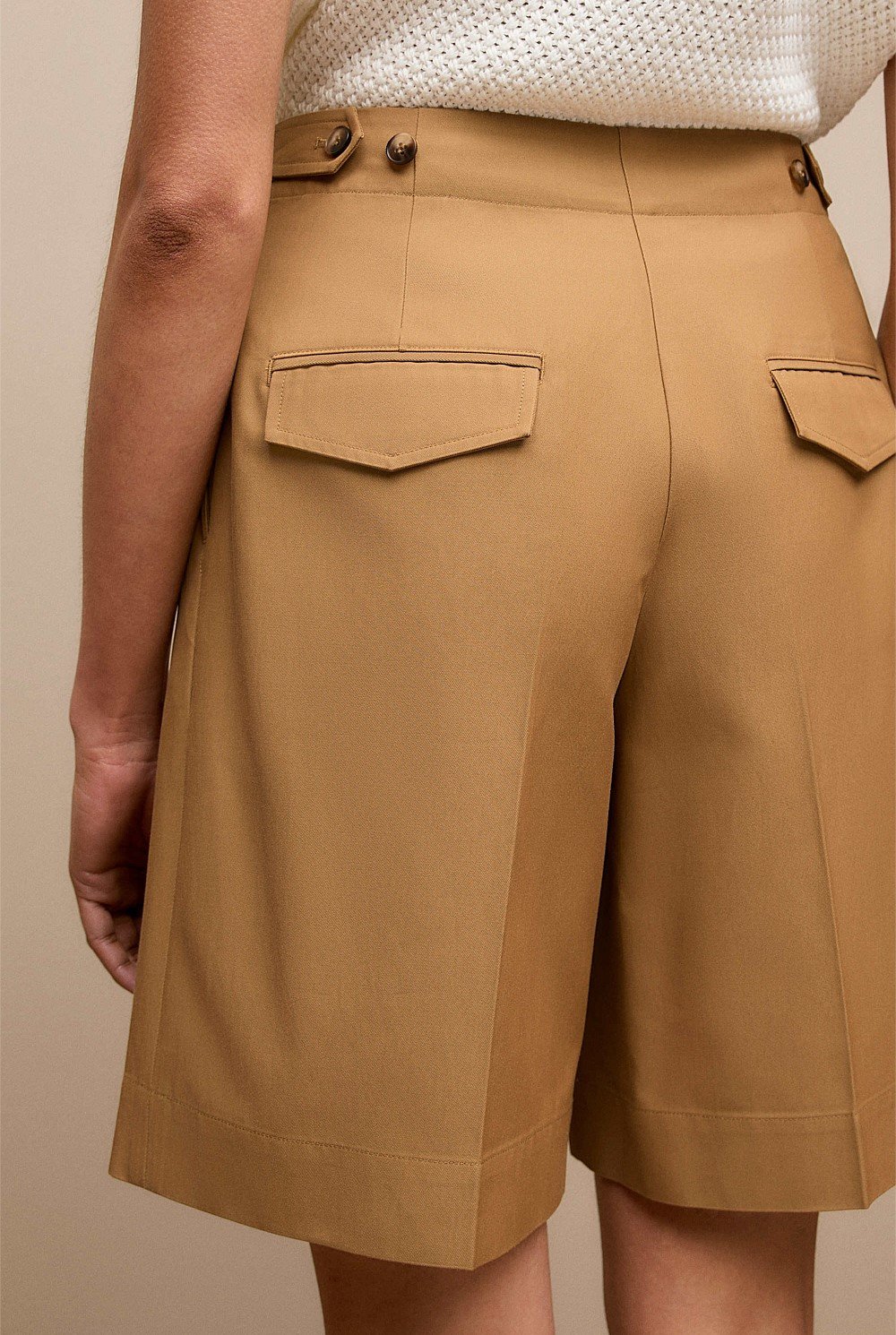 Cotton Blend Longline Pleat Short