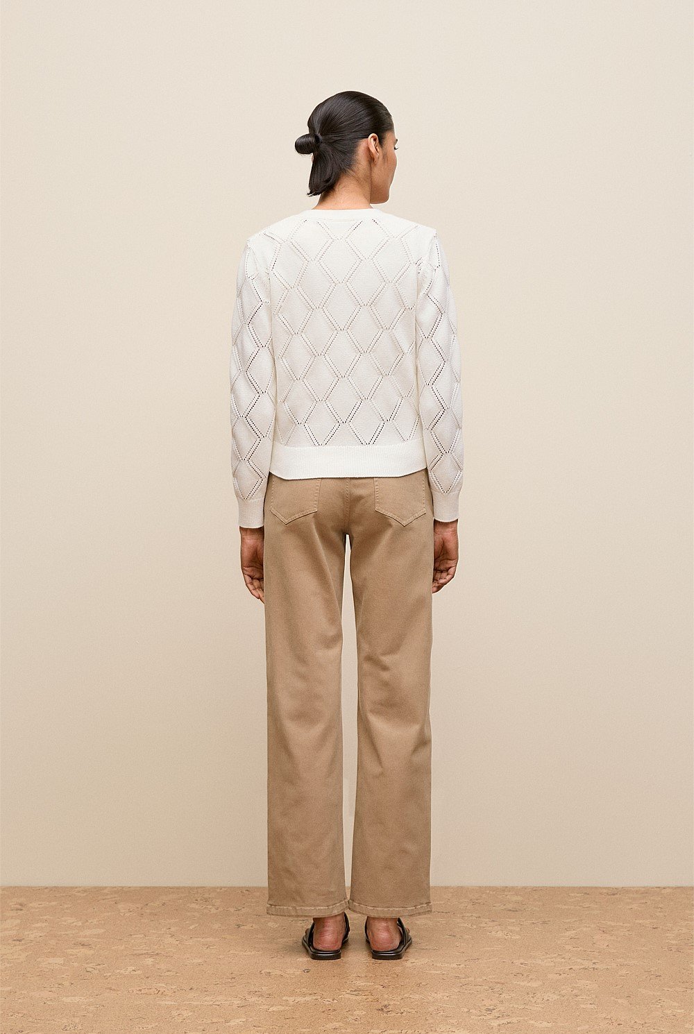 Diamond Pointelle V Neck Cardigan