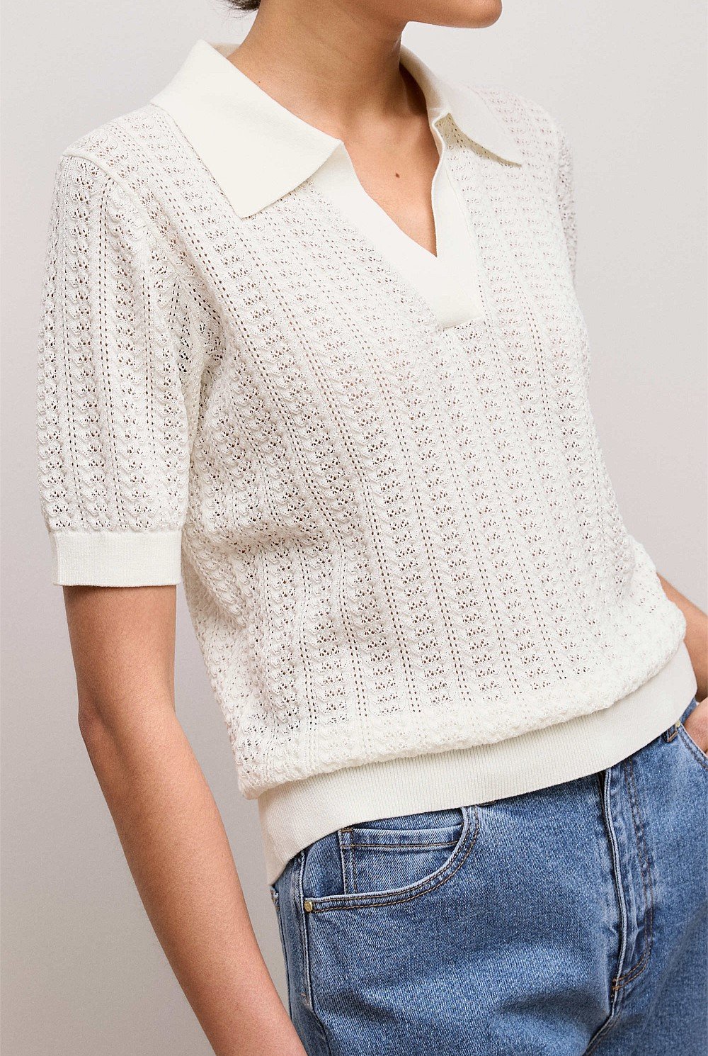 Mercerised Texture Knit Polo