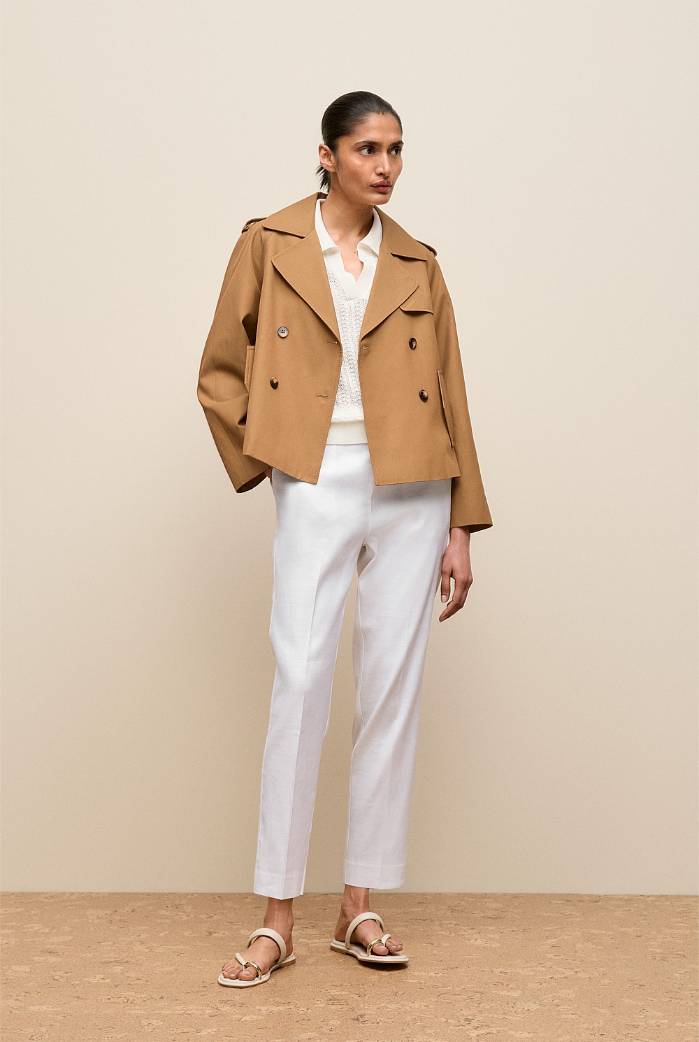 Stretch Linen Blend Pull On Pant