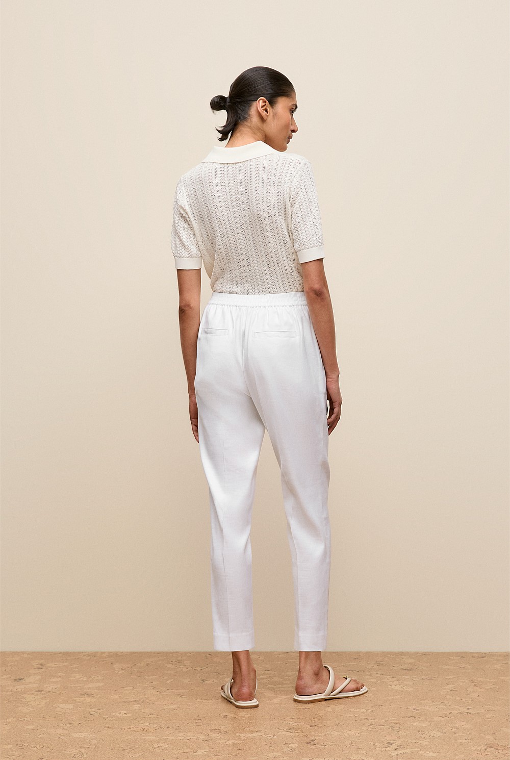 Stretch Linen Blend Pull On Pant