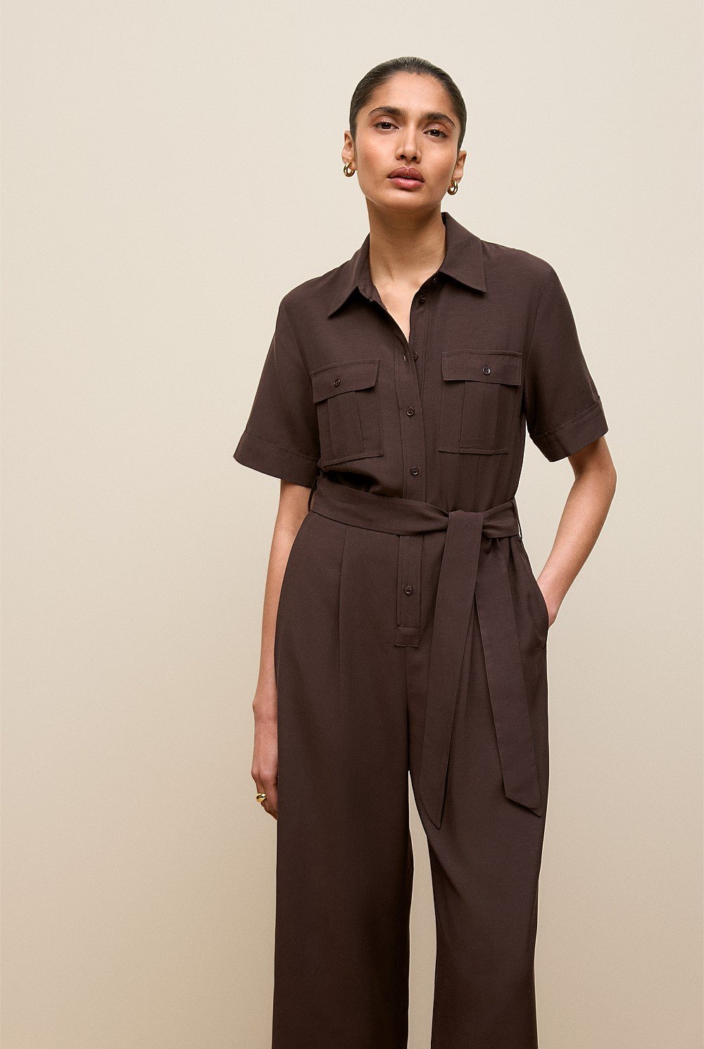 Pocket Detail Short Sleeve Jumpsuit