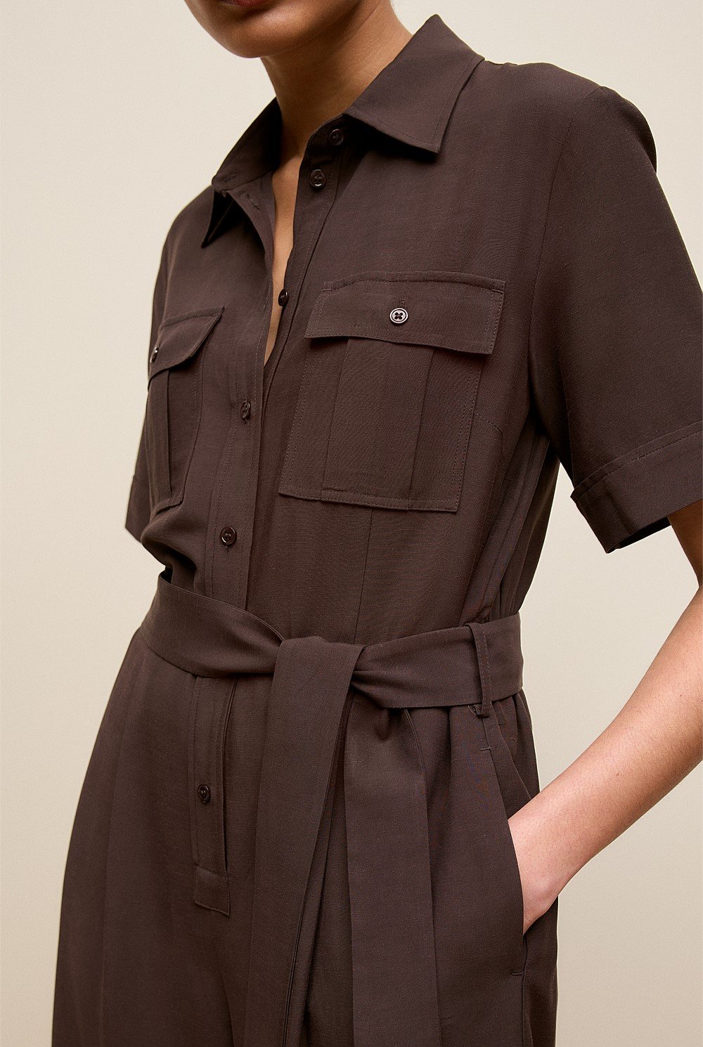 Pocket Detail Short Sleeve Jumpsuit