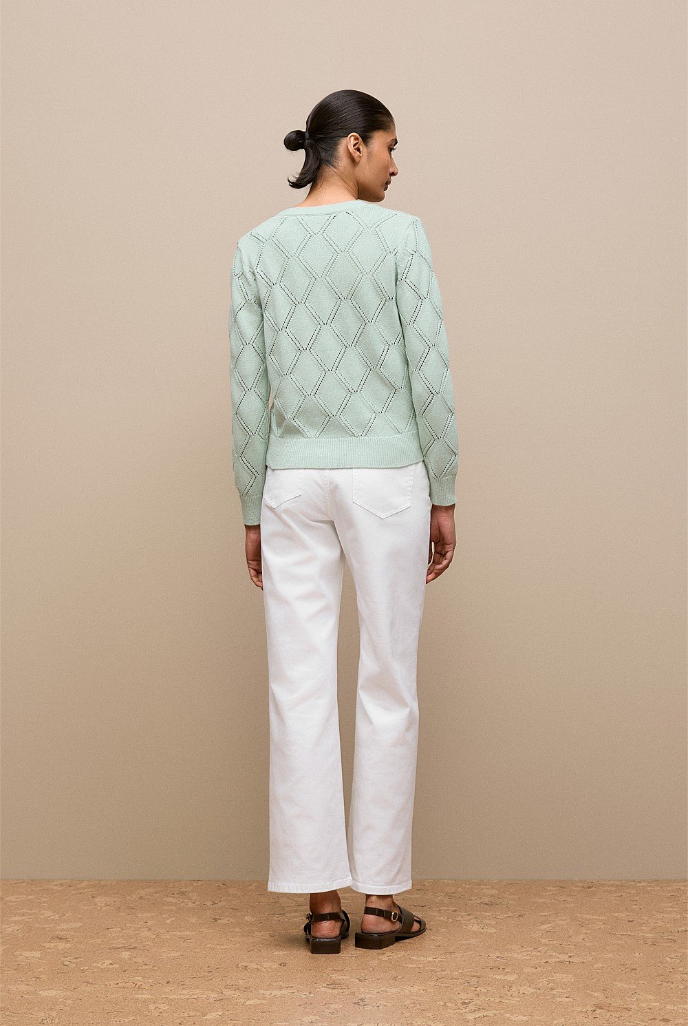 Diamond Pointelle V Neck Cardigan
