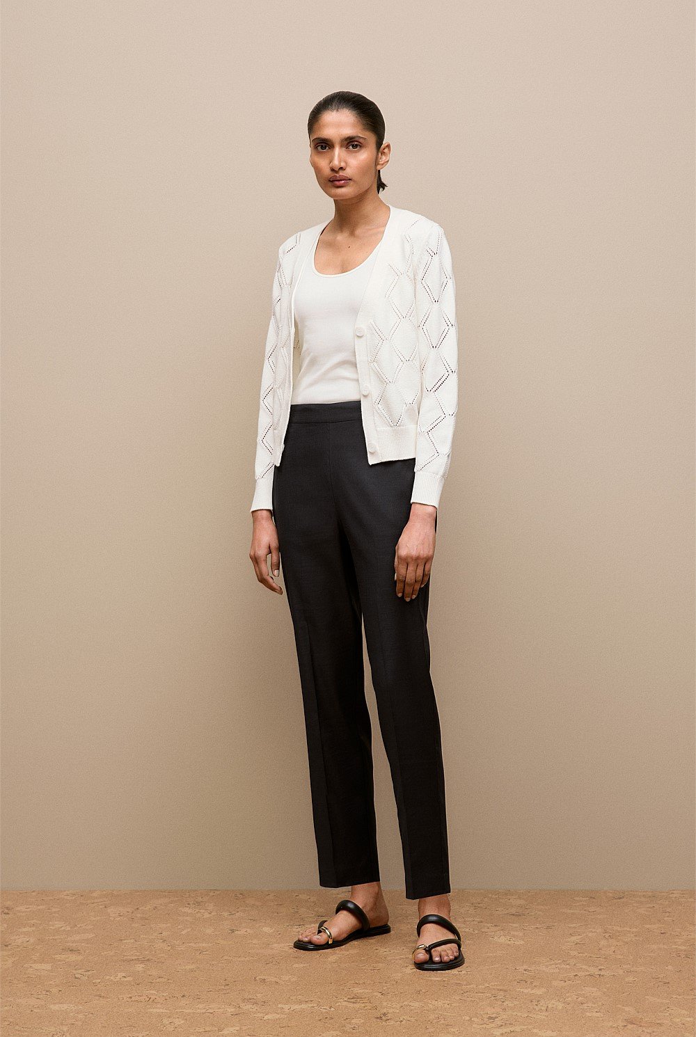 Stretch Linen Blend Pull On Pant