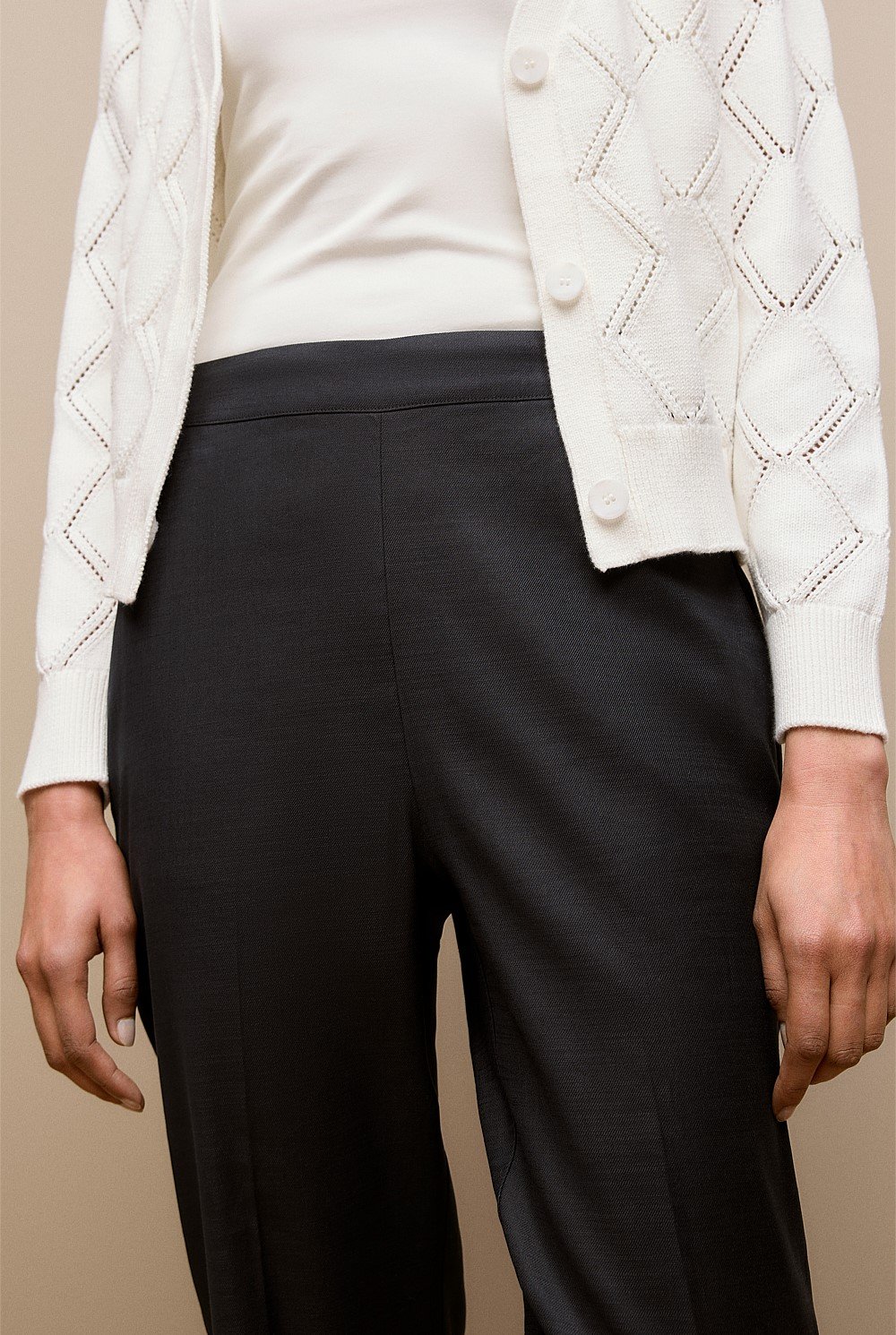 Stretch Linen Blend Pull On Pant