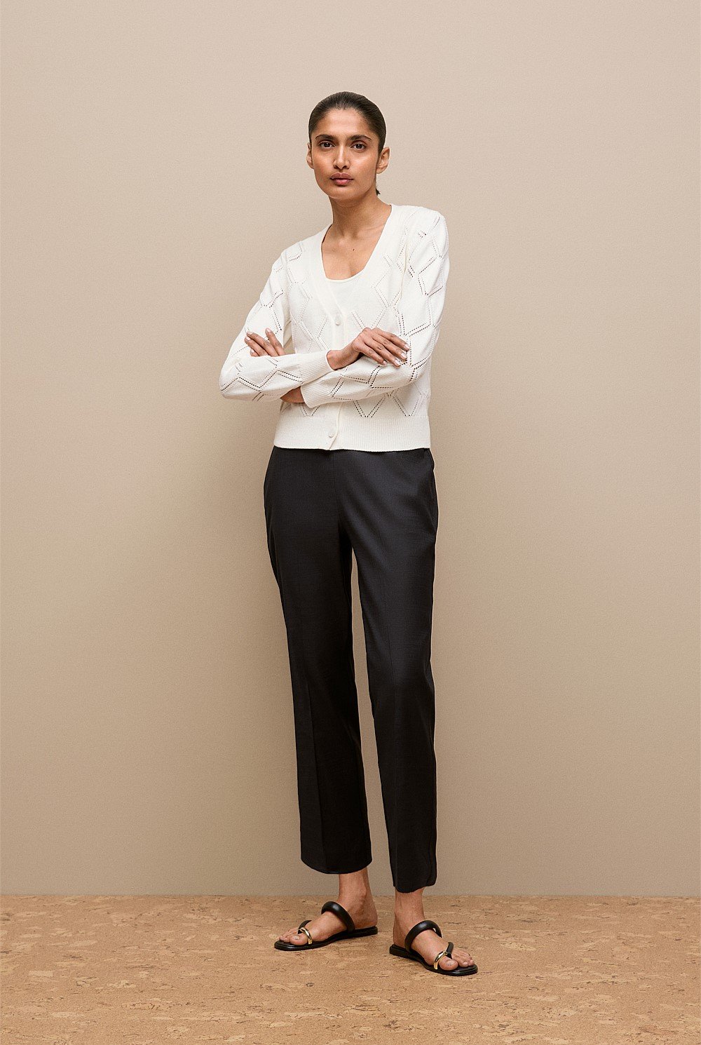Stretch Linen Blend Pull On Pant