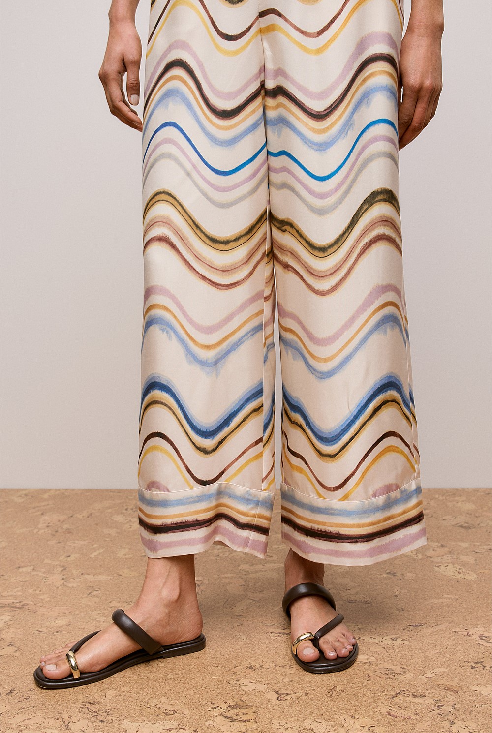 Wave Stripe Silk Pull On Pant