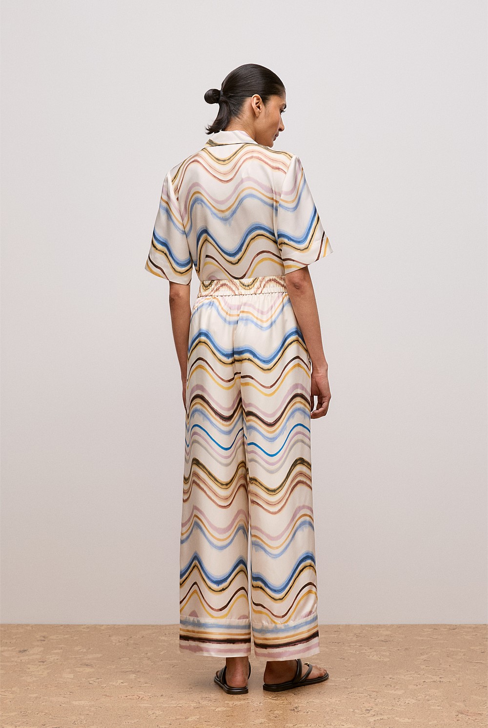 Wave Stripe Silk Pull On Pant