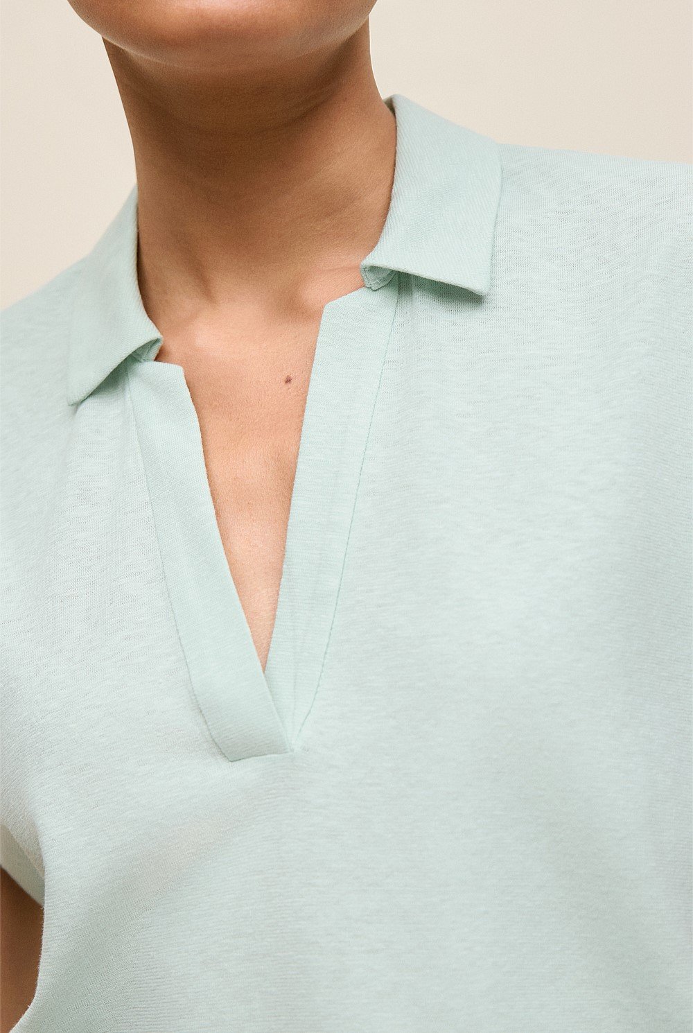 Linen Cotton Relaxed Cap Sleeve Polo