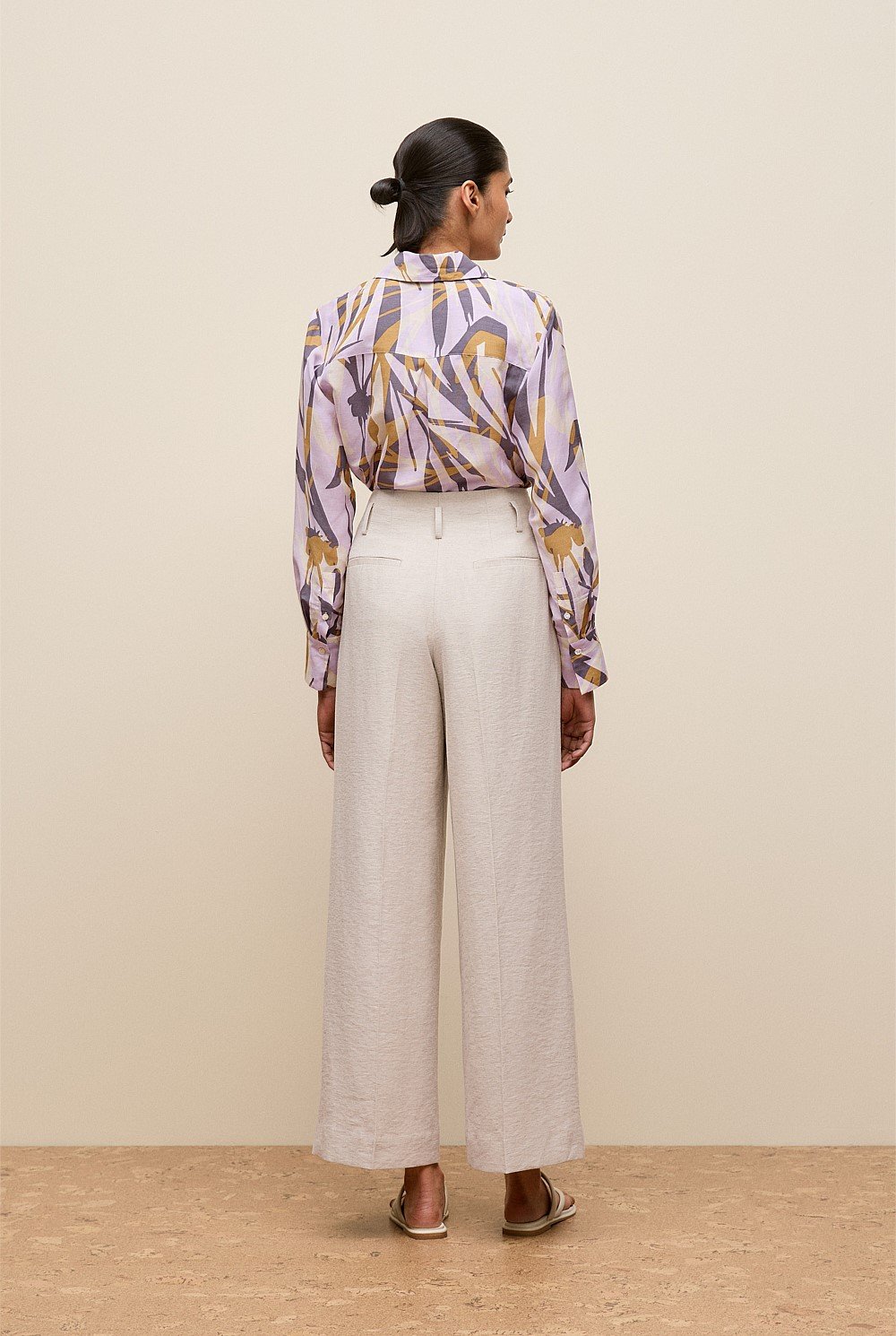 Linen Blend Double Pleat Pant