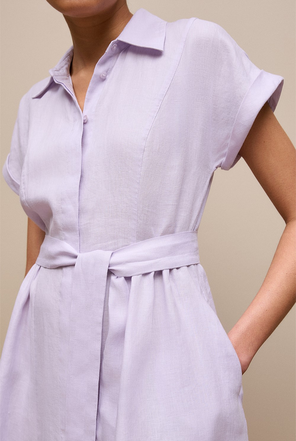 Linen Panelled Shirt Dress