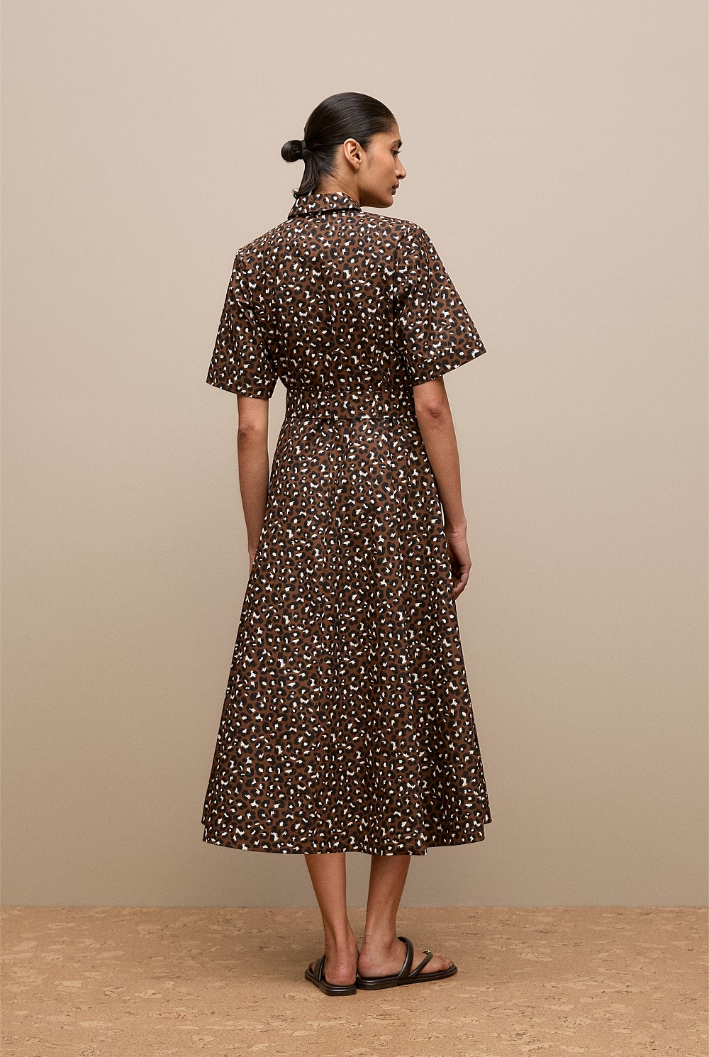Leopard Poplin Belted Dress