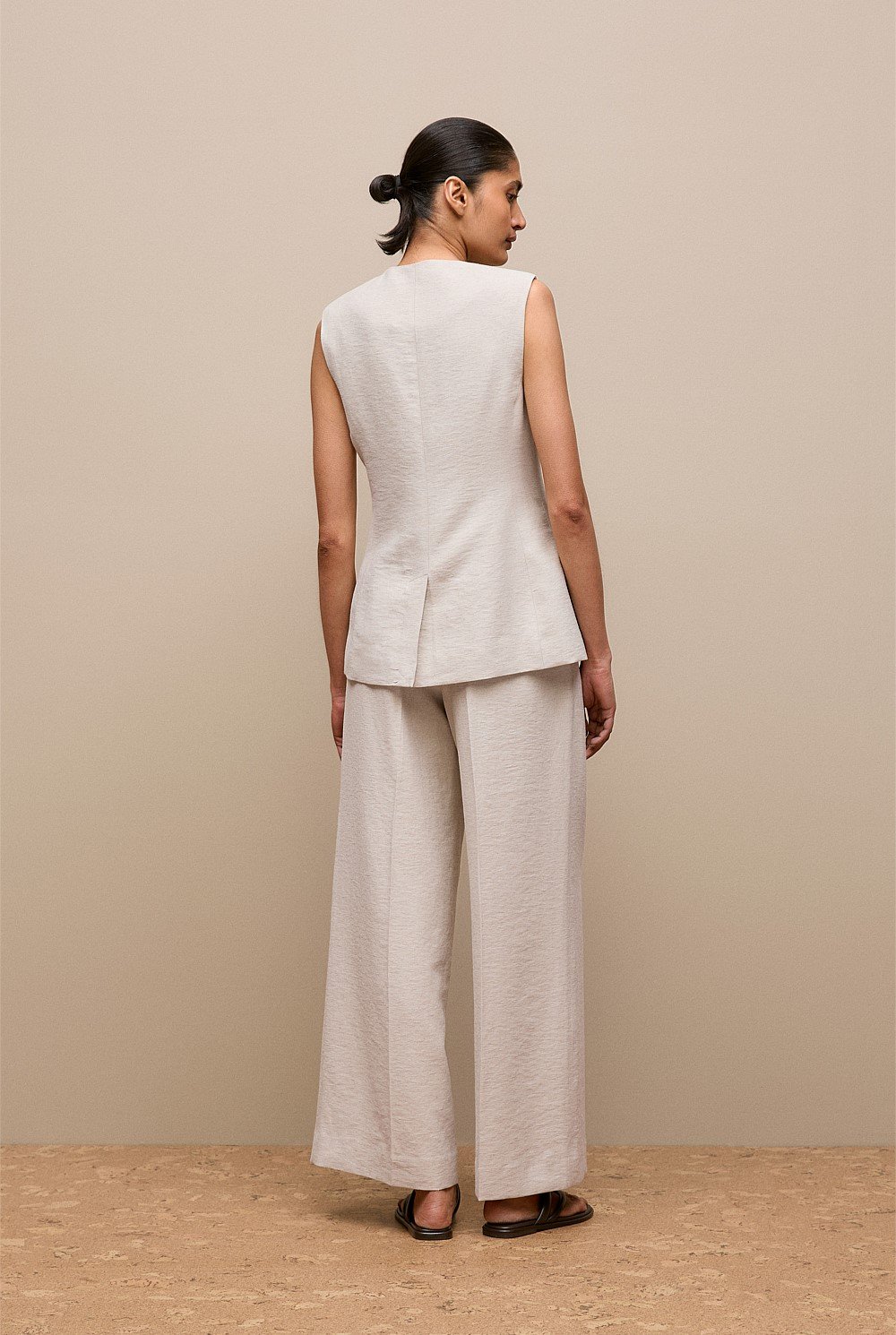 Linen Blend Tailored Vest