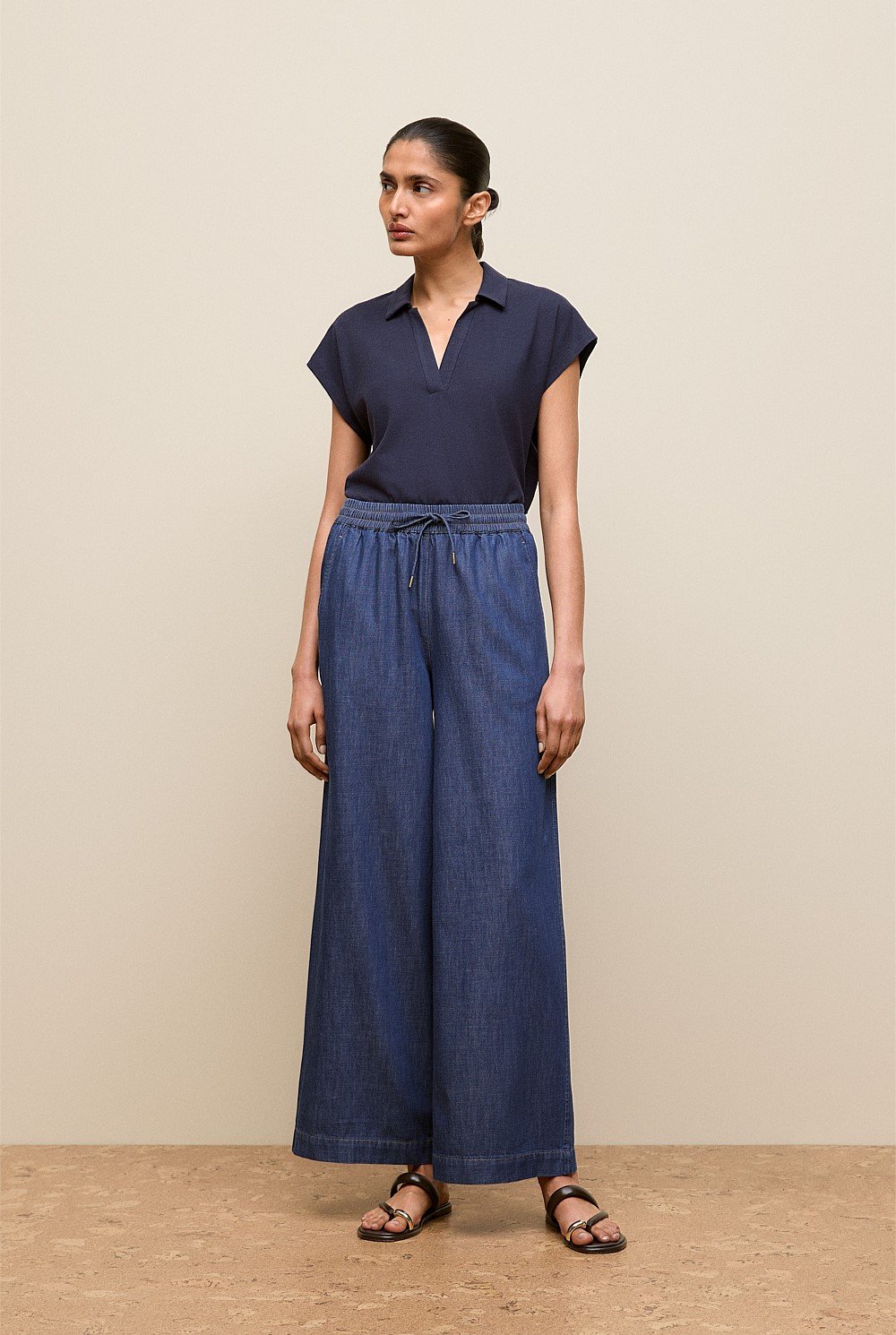 Linen Cotton Relaxed Cap Sleeve Polo