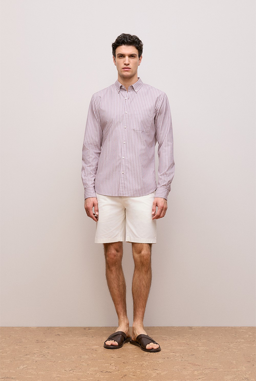 Regular Fit Poplin Stripe Long Sleeve Shirt