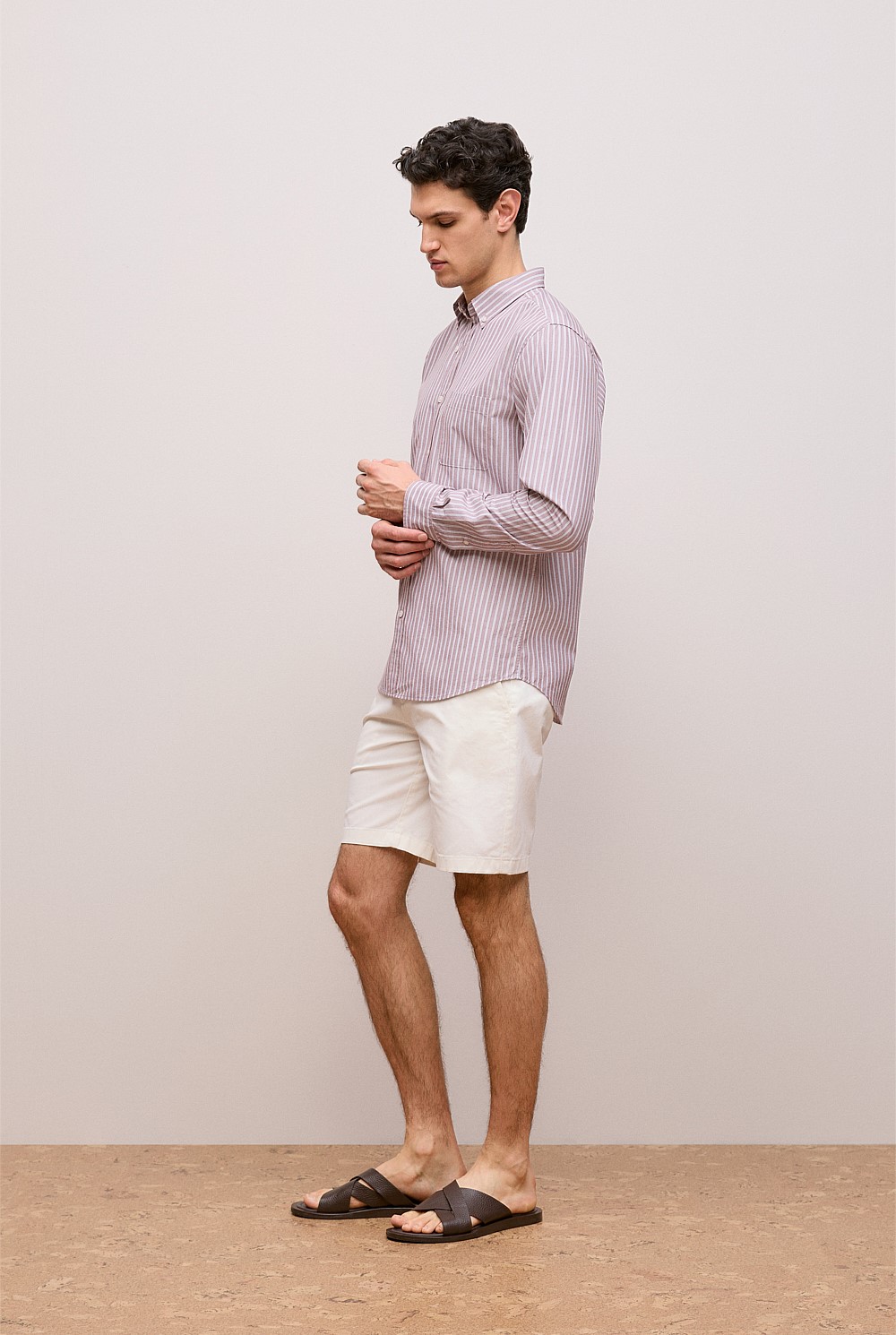 Regular Fit Poplin Stripe Long Sleeve Shirt