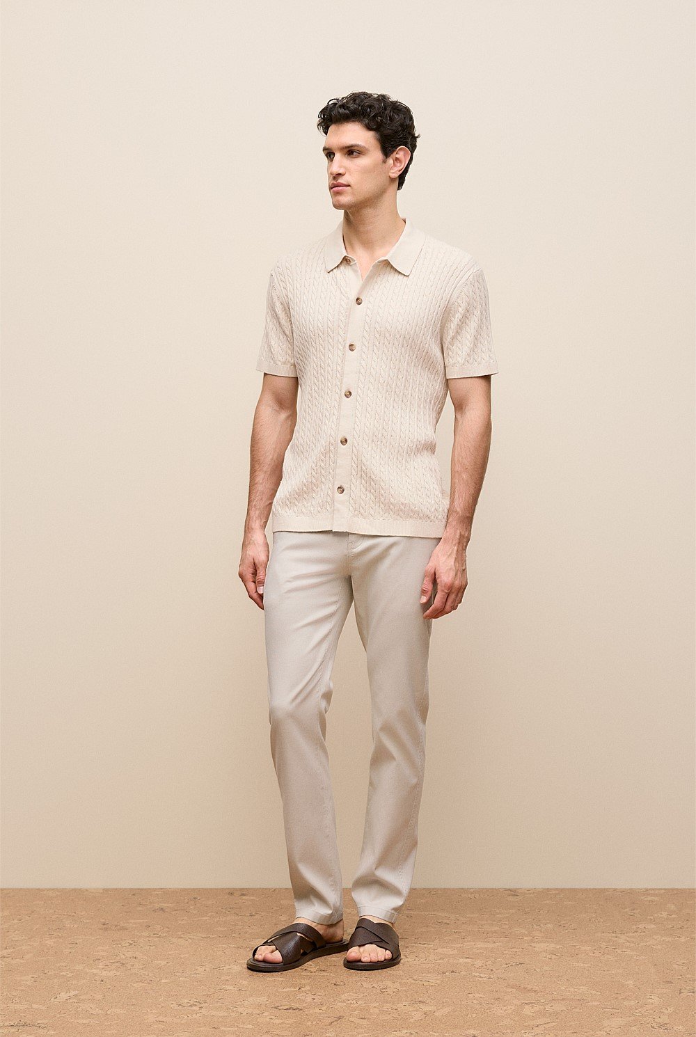 Cotton Cable Short Sleeve Shirt