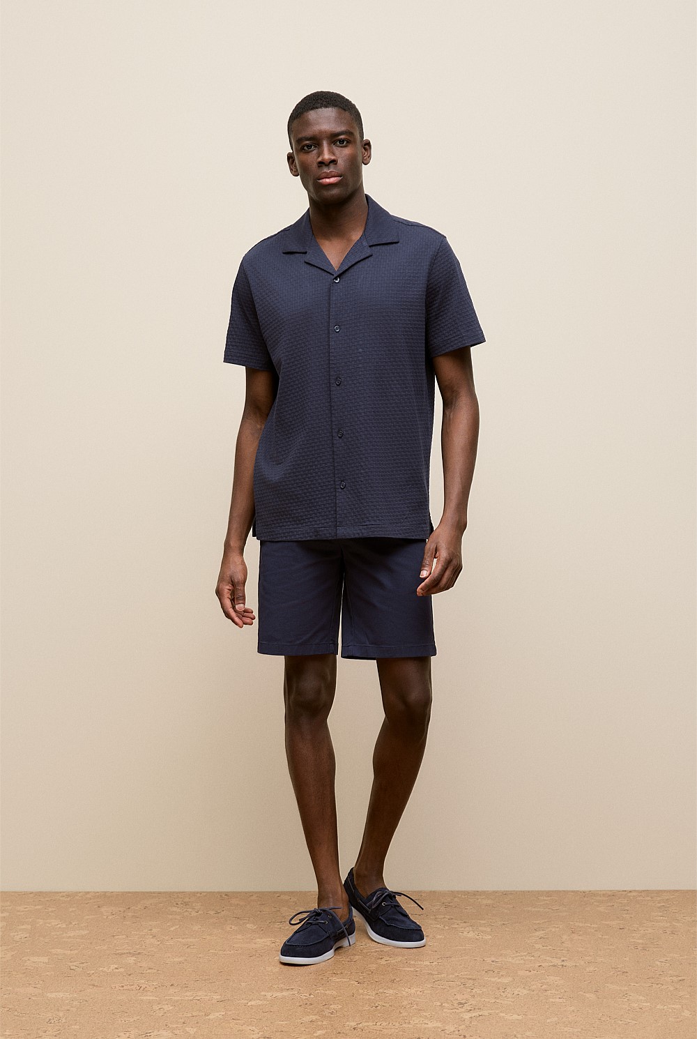 Basketweave Cotton Camp Shirt