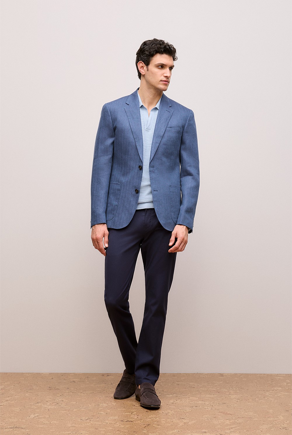 Regular Fit Linen Herringbone Blazer