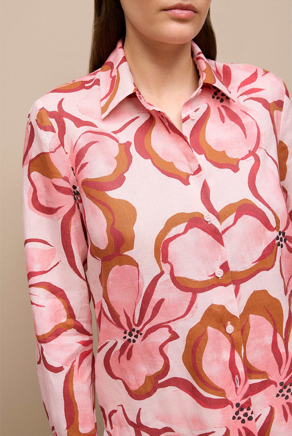 Peony Linen Classic Shirt