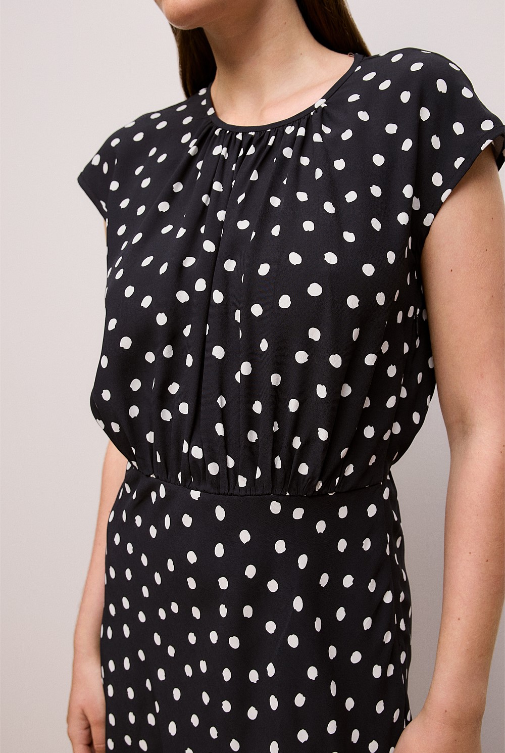 Spot Crepe Bias Cut Dress